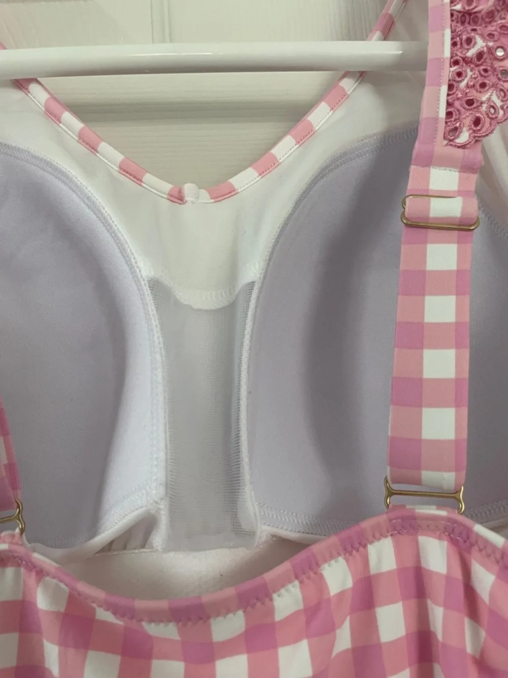 Draper James /Land’s End Pink Gingham Ruffle One-Piece size 16